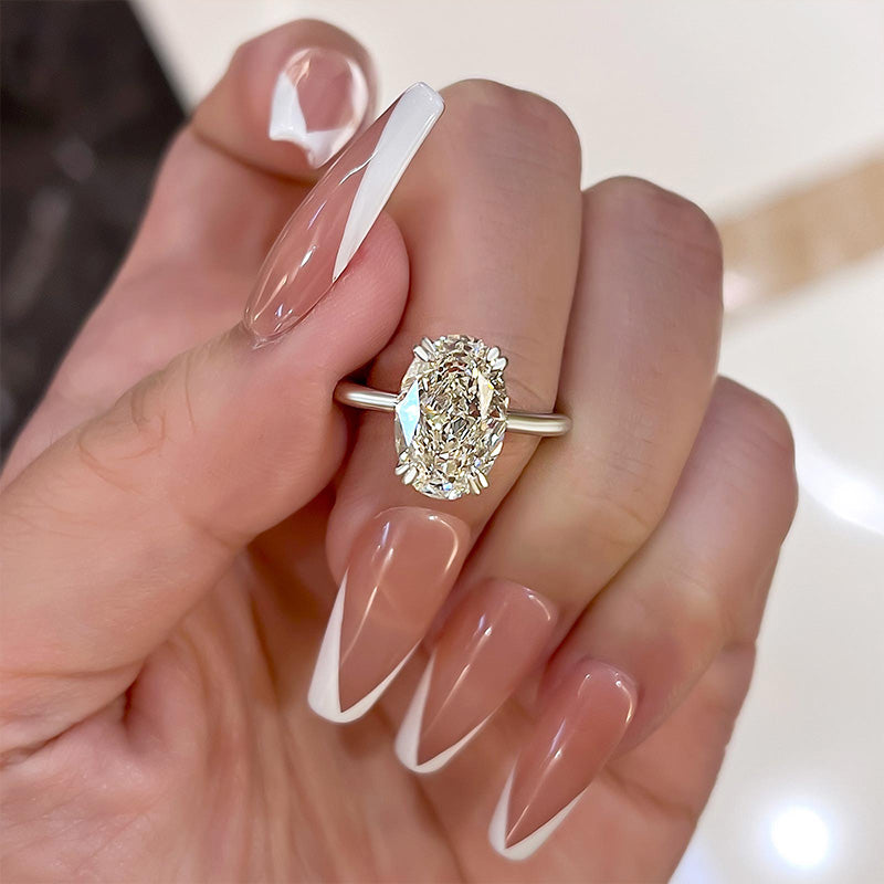 Luxurious Oval Cut Double Prong Solitaire Sterling Silver Engagement Ring shineofdiamond