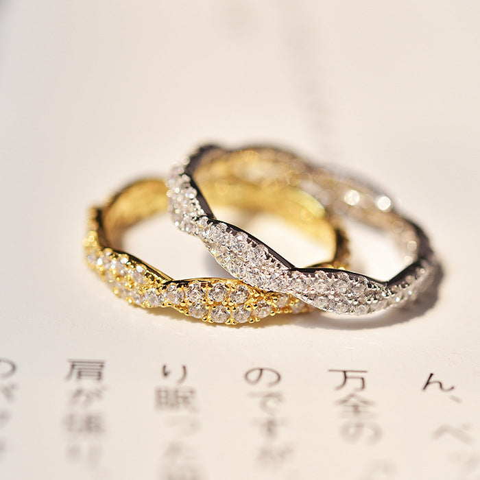 Elegant Pave Twist Eternity Wedding Band In Sterling Silver Shineofdiamond