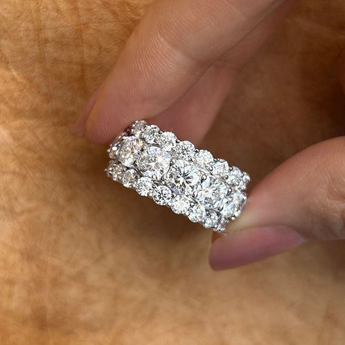 Eternity Cushion Cut Moissanite Sterling Silver Wedding Band shineofdiamond