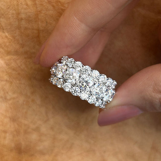 Eternity Cushion Cut Moissanite Sterling Silver Wedding Band shineofdiamond