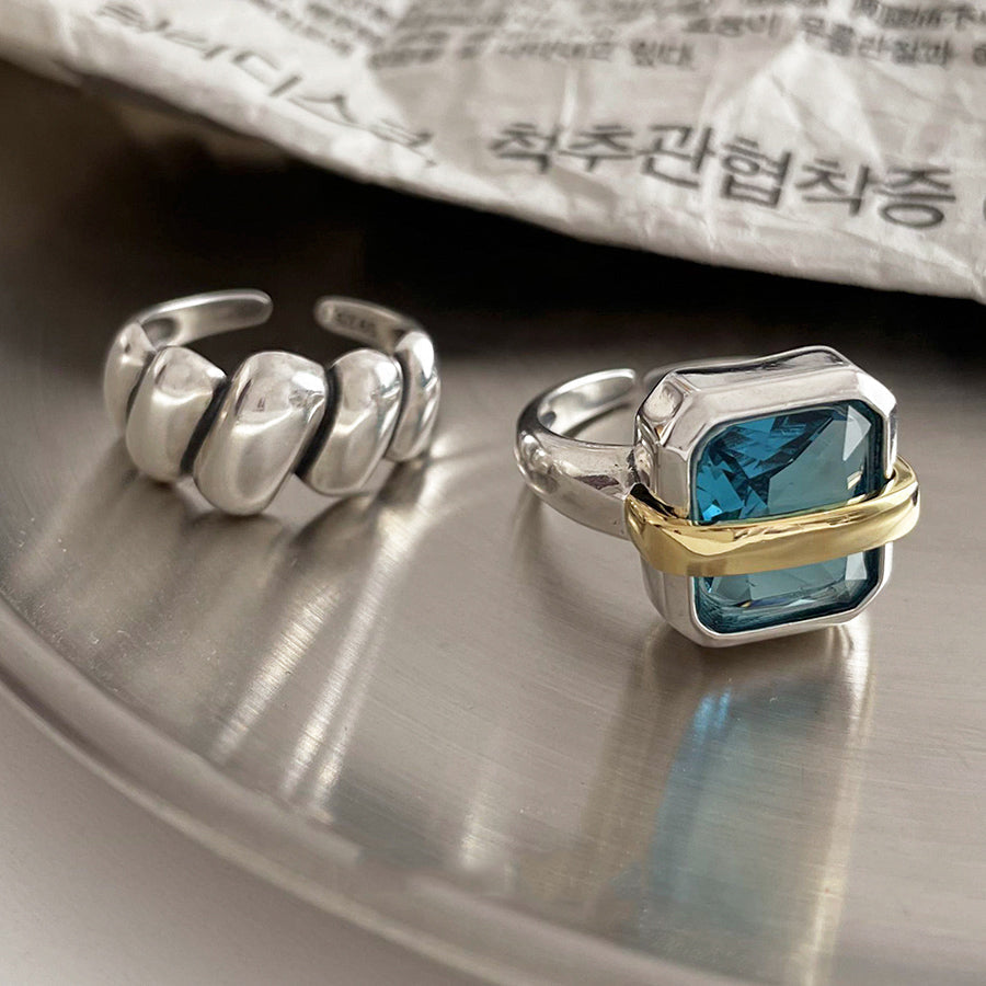 Retro INS Style Square Adjustable Open Rings Dobrilajewelry