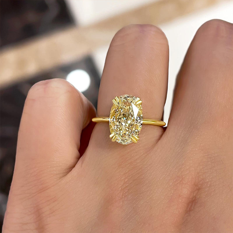 Luxurious Oval Cut Double Prong Solitaire Sterling Silver Engagement Ring shineofdiamond