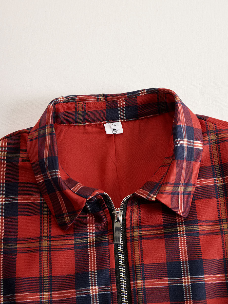 Elegant Long Sleeve Plaid Dress - Perfect Blend Of Classic And Contemporary SN