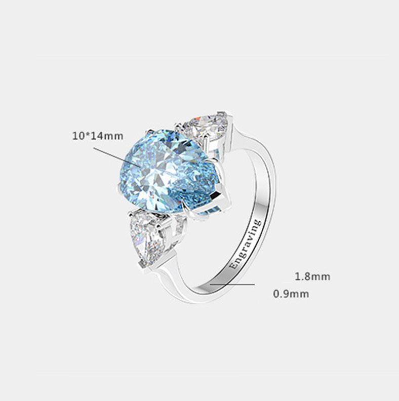 Classic Pear Cut Three Stones Sterling Silver Engagement Ring shineofdiamond