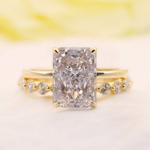 Stunning Radiant Cut Bridal Set In Sterling Silver Shineofdiamond
