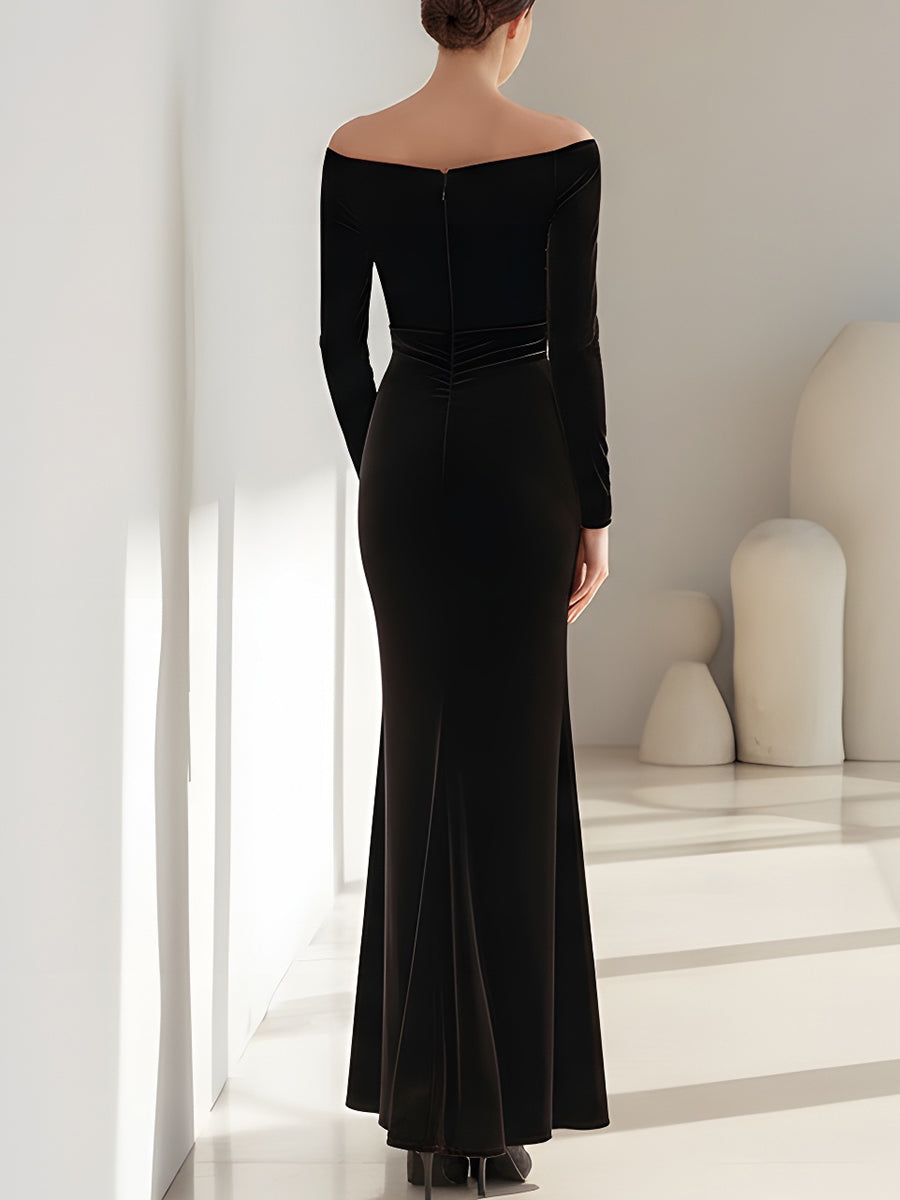 Off-Shoulder Velvet Mermaid Gown ZJ