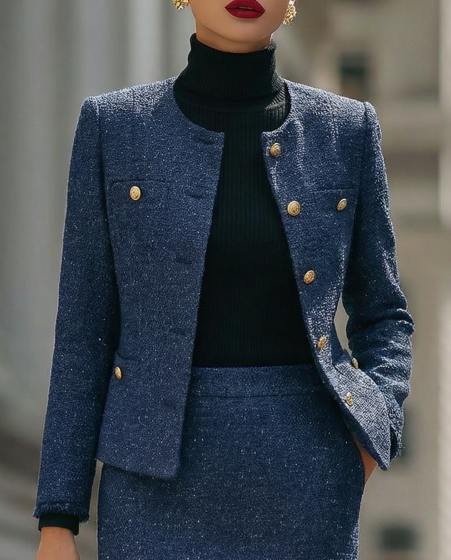 Glamorous - Trimmed Tweed Skirt Suit