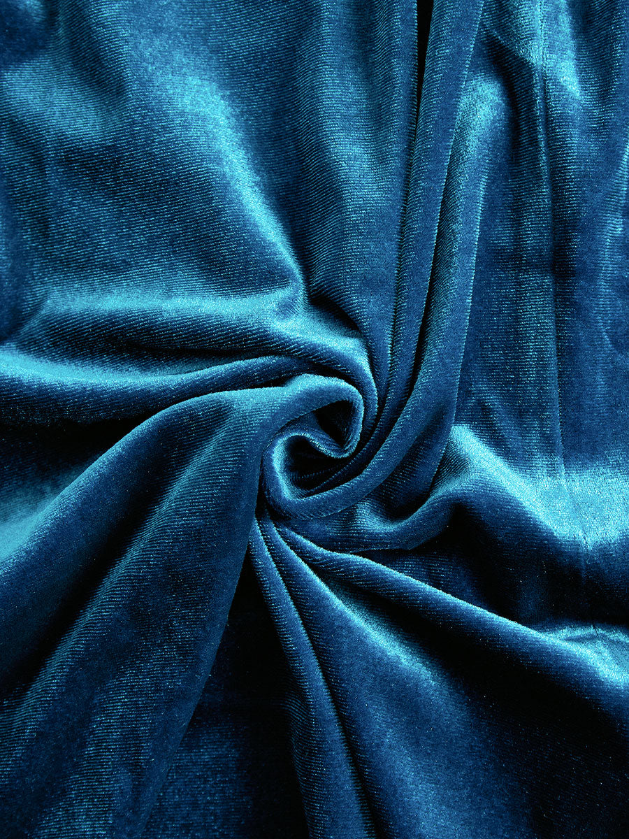 Elegant Midnight Blue Velvet Wrap Midi Dress SN