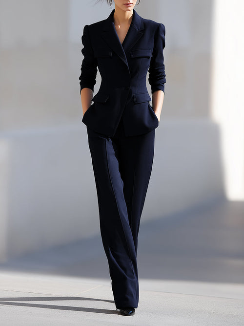 Midnight Navy Structured Pantsuit XYS