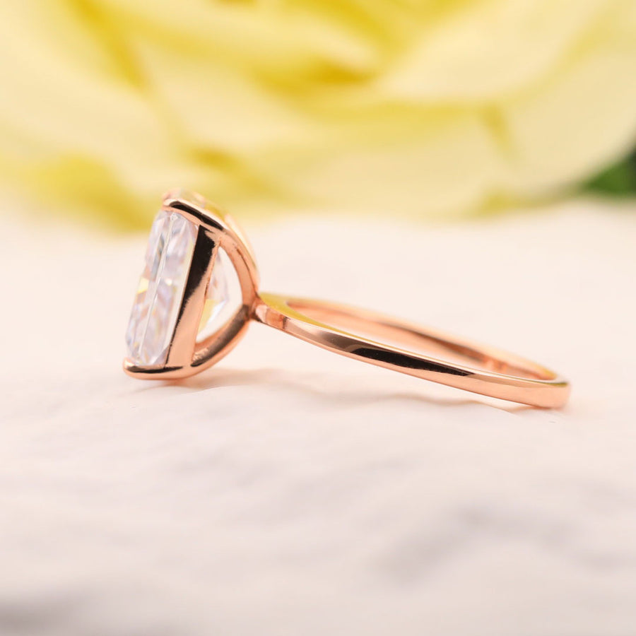 Stunning Radiant Cut Sterling Silver Bridal Set In Rose Golden Tone Shineofdiamond