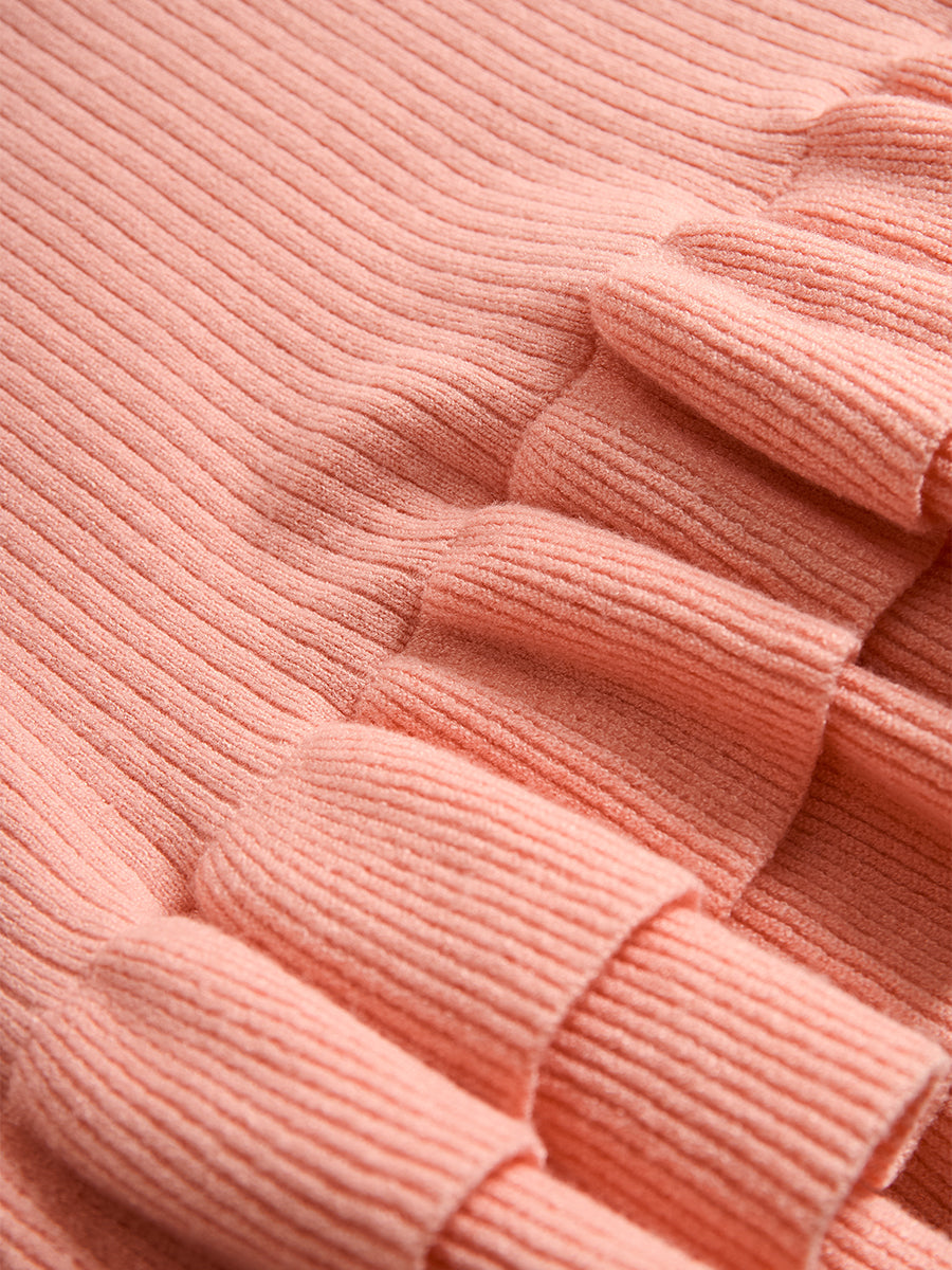 Sweetheart Ruffle Hem Ribbed Knit Mini Dress SN