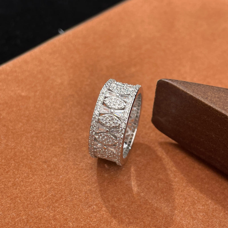 Stylish Sterling Silver Eternity Band with Micro inlays shine of diamond