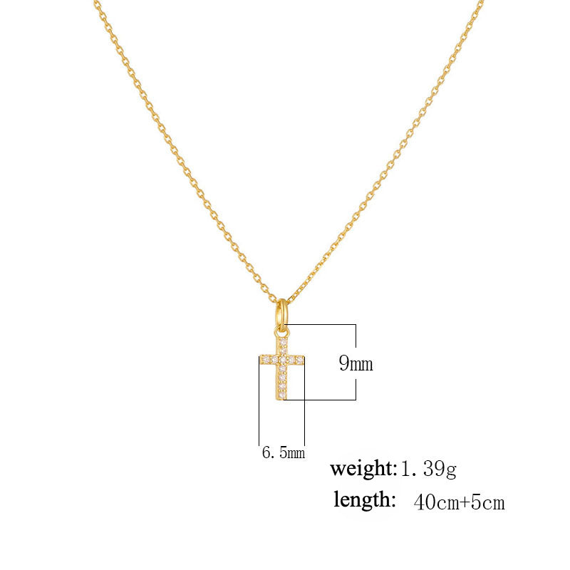Paved Cross Design Sterling Silver Necklace Shine of Diamond