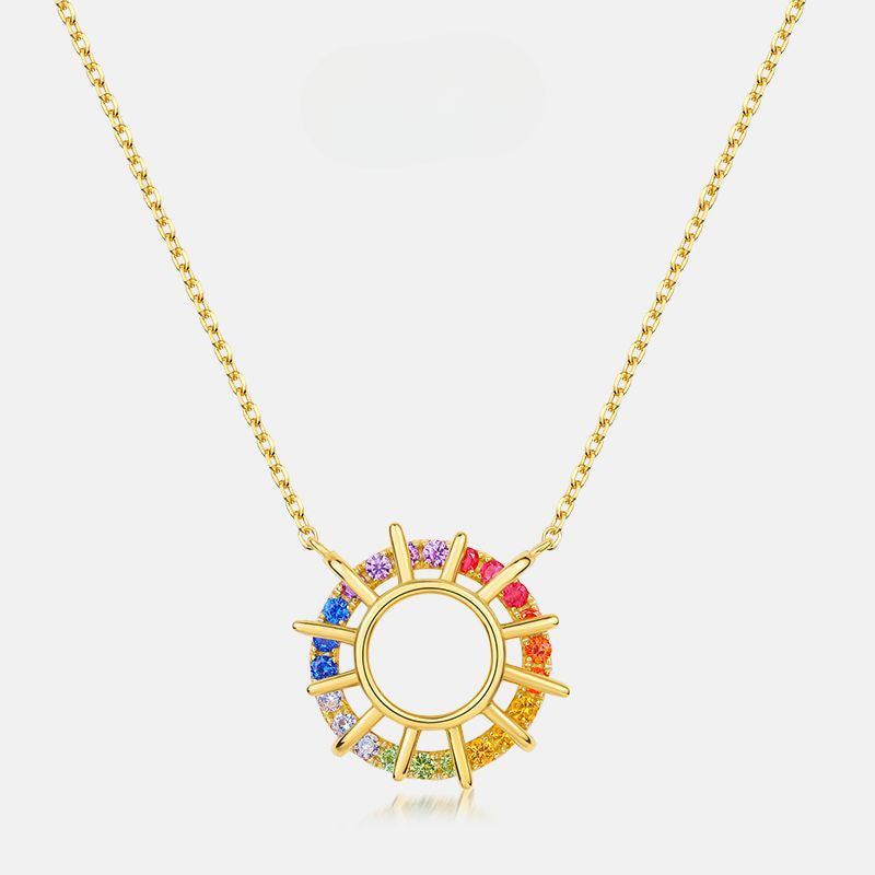 Special Sunflower Design Silver Necklace Shine of Diamond