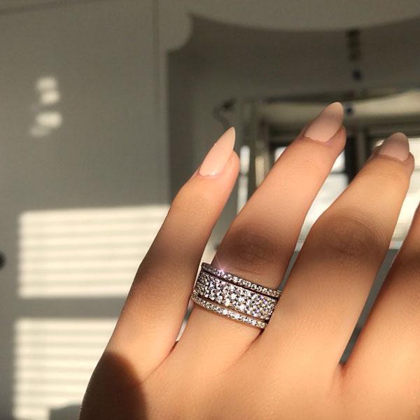 Hollow Out Wide Pave Design Sterling Silver Wedding Band Shineofdiamond