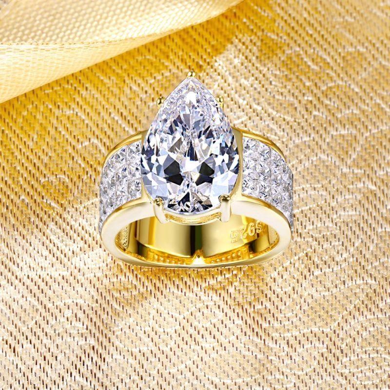 Stunning 5.0ct Wide Shank Pear Cut Engagement Ring Shineofdiamond