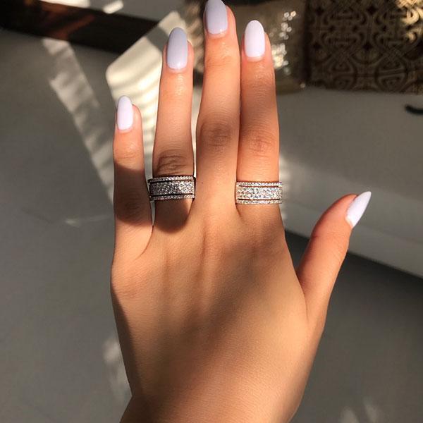 Hollow Out Wide Pave Design Sterling Silver Wedding Band Shineofdiamond