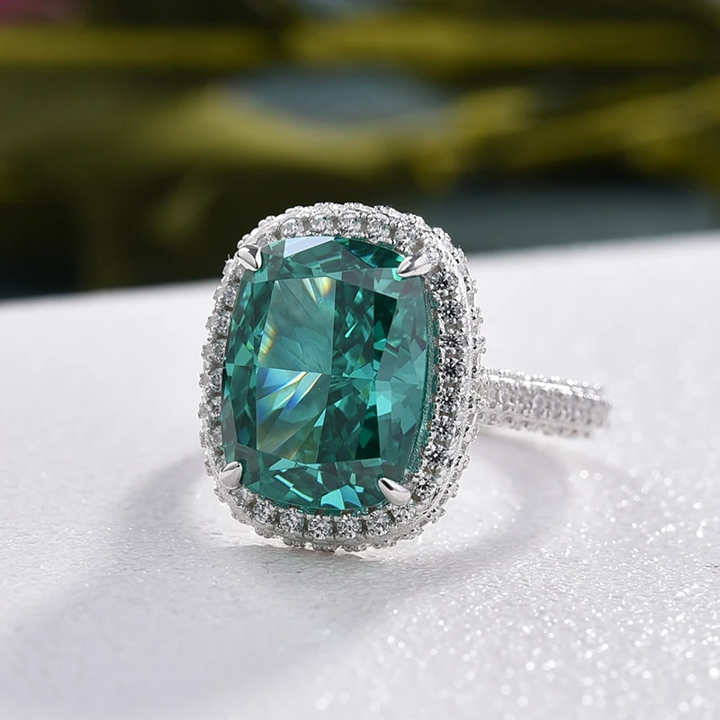 Gorgeous Halo Cushion Cut Paraiba Tourmaline Engagement Ring Shineofdiamond