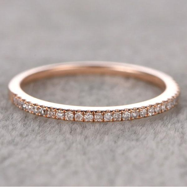 Rose Golden Tone Classic 4 Prong Round Cut Sterling Silver Bridal Set Shineofidamond