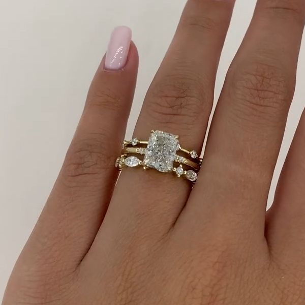 "Dreamy Wedding" Radiant Cut Sterling Silver Bridal Set With Round & Marquise Design shineofdiamond