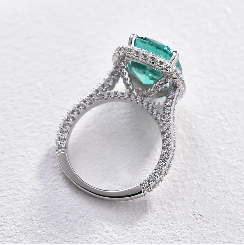 Gorgeous Halo Cushion Cut Paraiba Tourmaline Engagement Ring Shineofdiamond