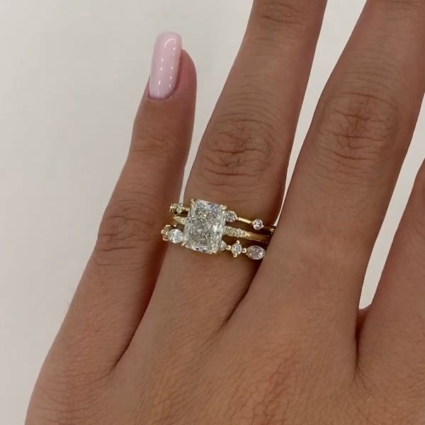 "Dreamy Wedding" Radiant Cut Sterling Silver Bridal Set With Round & Marquise Design shineofdiamond