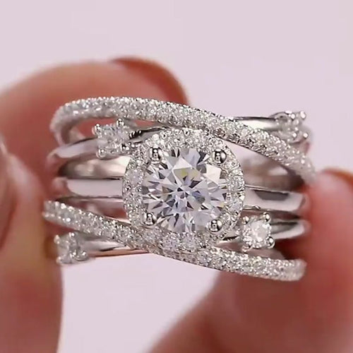 Round Cut Halo Bridal Set with Matching Band Shineofdiamond