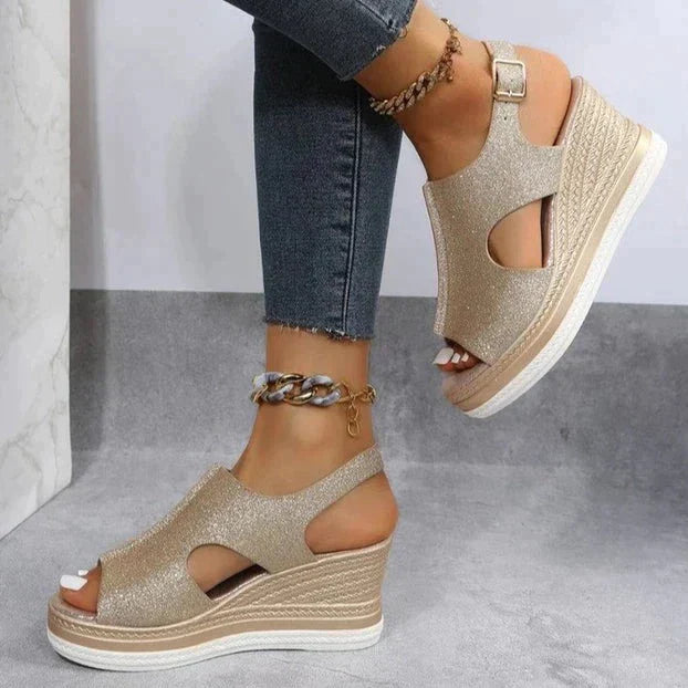 Adalynn™ | Metallic Wedge Sandals