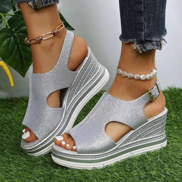 Adalynn™ | Metallic Wedge Sandals