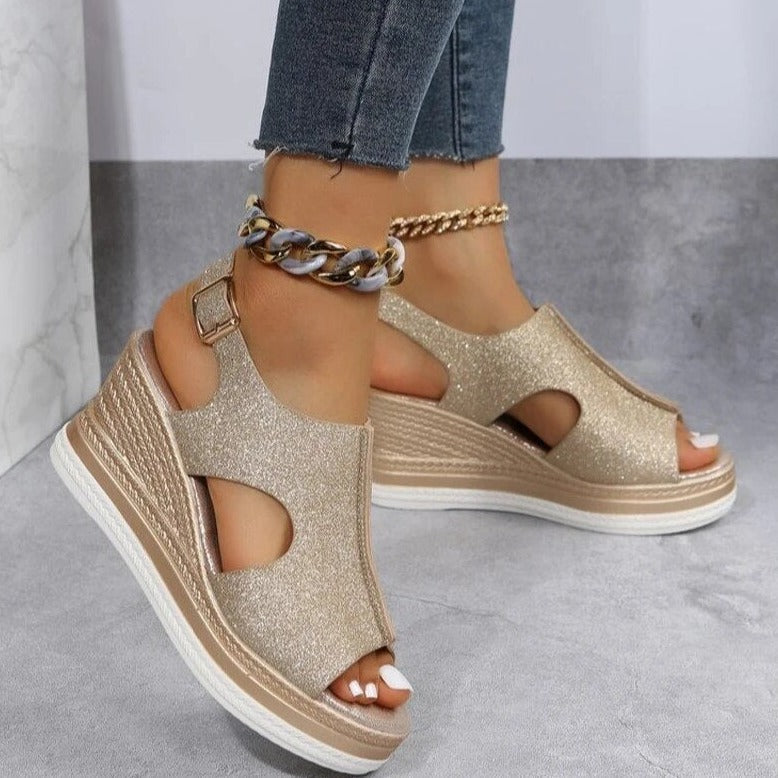 Adalynn™ | Metallic Wedge Sandals