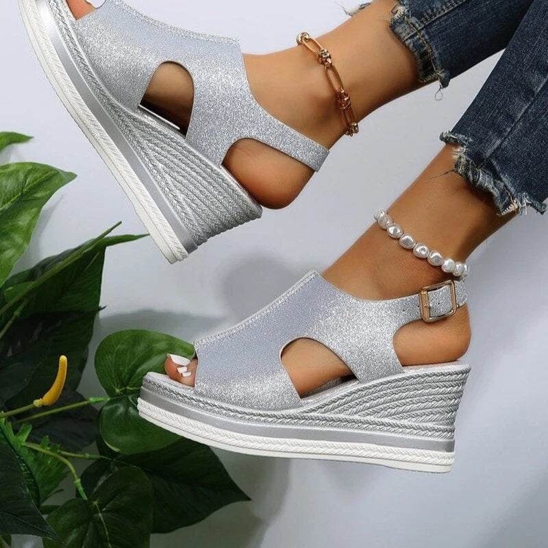 Adalynn™ | Metallic Wedge Sandals