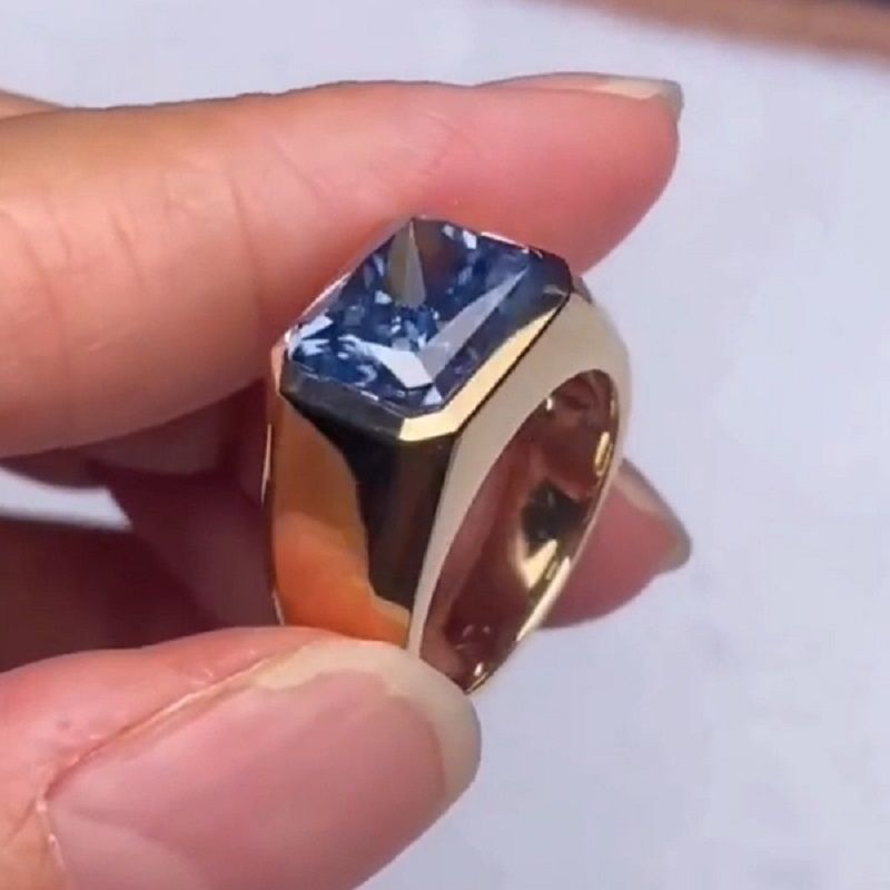 Men 5.0CT Golden Radiant Cut Blue Sapphire Engagement Ring Shineofdiamond