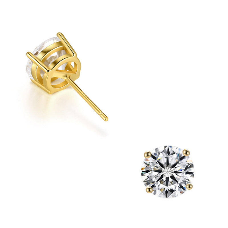 Three Tones Avaliable Classic Round Cut Stud Earrings shineofdiamond