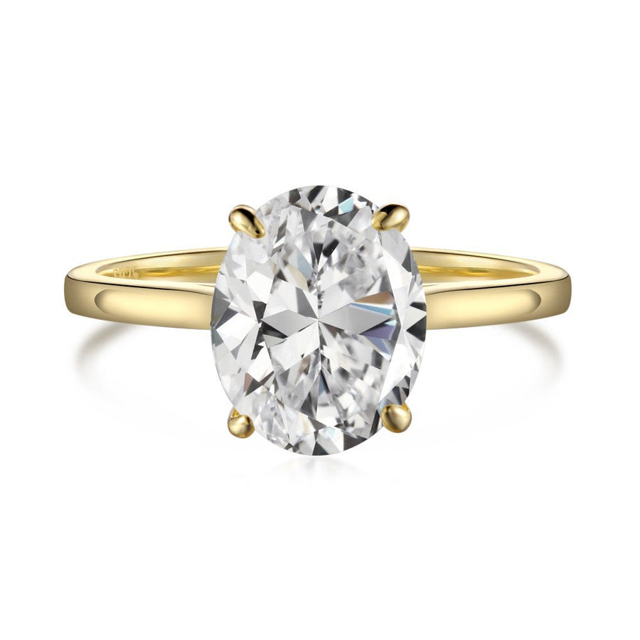 Oval Cut Solitaire Engagement Ring In Sterling Silver Shineofdiamond