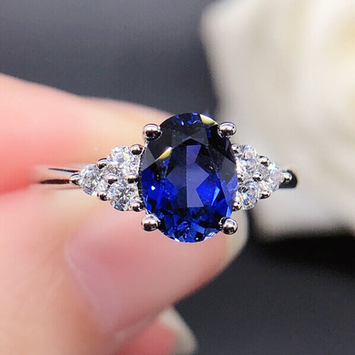 Blue Oval Cut Sterling Silver Ring Carly Jewelry