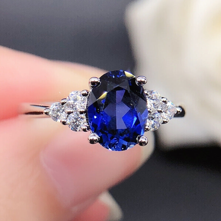 Blue Oval Cut Sterling Silver Ring Carly Jewelry