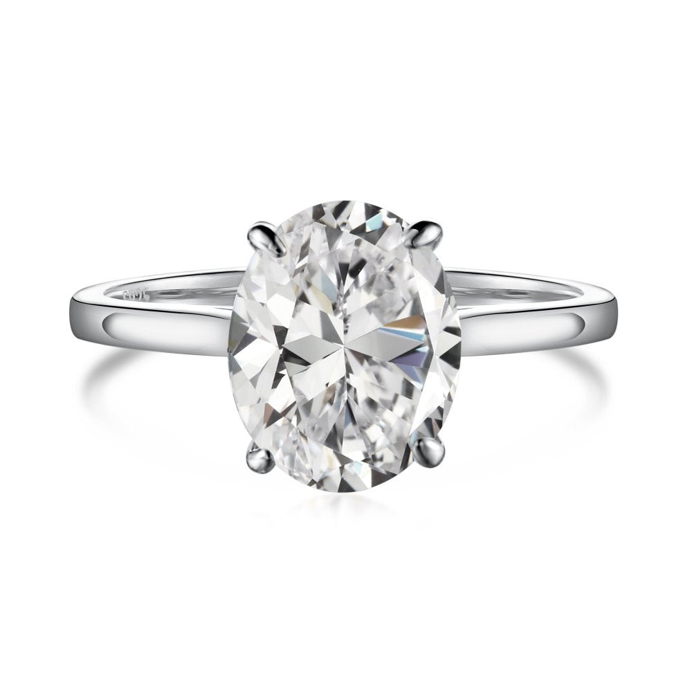 Oval Cut Solitaire Engagement Ring In Sterling Silver Shineofdiamond