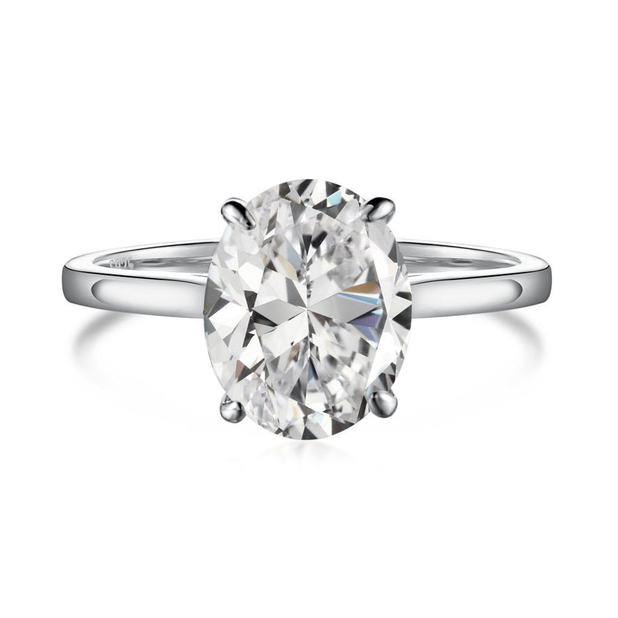 Oval Cut Solitaire Engagement Ring In Sterling Silver Shineofdiamond