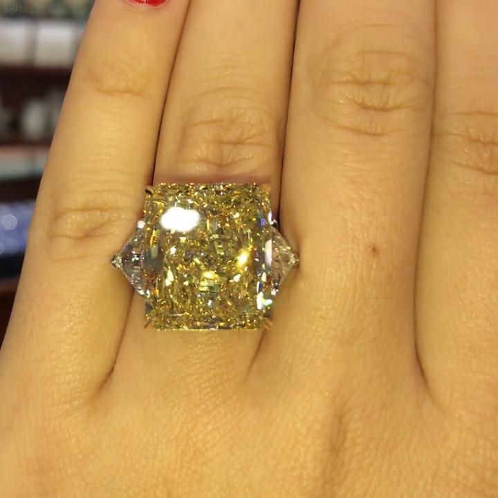 Radiant Cut Fancy Yellow Engagement Ring Shineofidamond