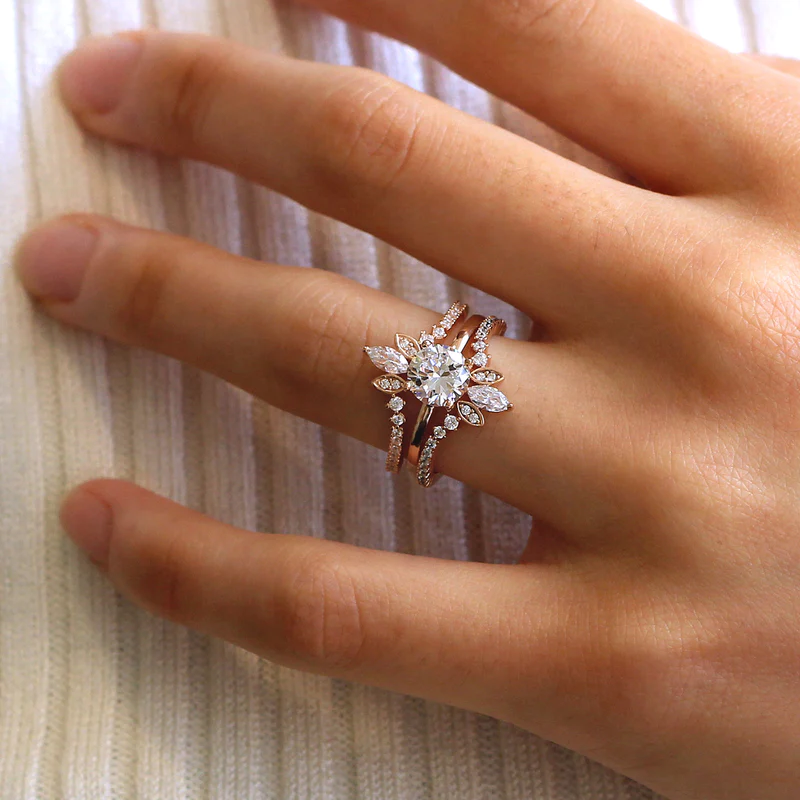 Vintage 3PCS Round Cut Solitaire Sterling Silver Wedding Bridal Set shineofdiamond