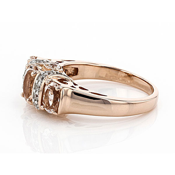 Luxurious Rose Golden Tone Three Stone Champagne Sterling Silver wedding Band hot