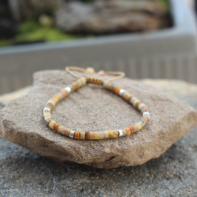 Adjustable Natural Stone Beaded Dainty Bracelet Shine of Diamond