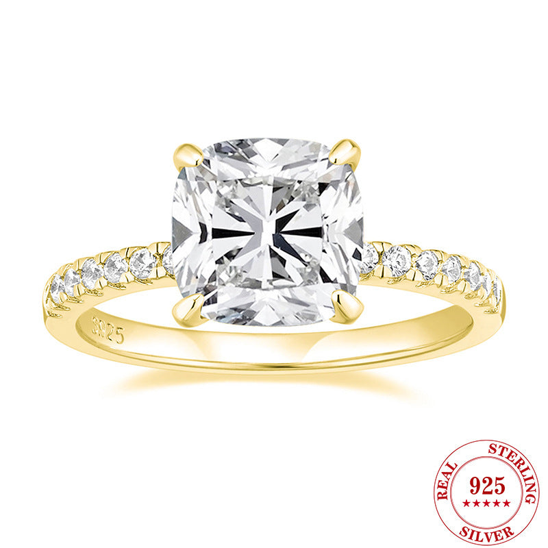 Sparkling Solitaire Cushion Cut Engagement Ring in Sterling Silver Shineofdiamond