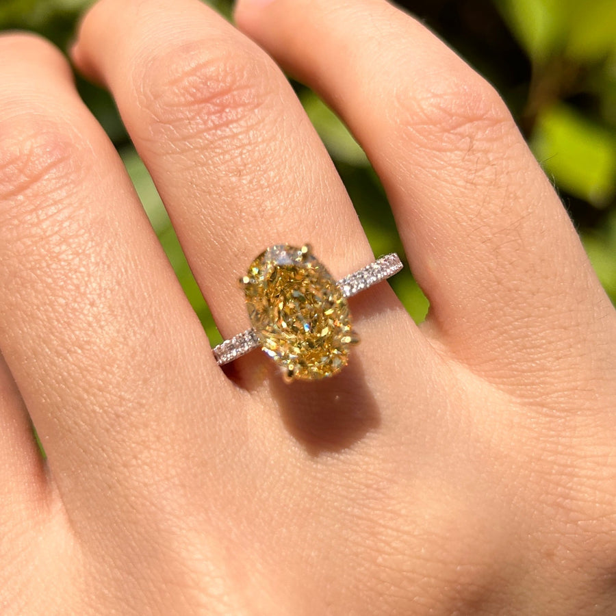 Stunning Yellow Oval Cut Sterling Silver Engagament Ring For Women Carly Jewelry