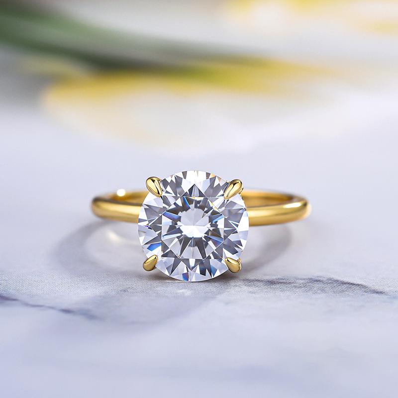 3PCS Golden Tone Round Cut Sterling Silver Wedding Bridal Set Shineofdiamond