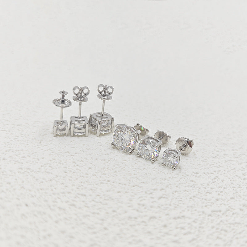 Gorgeous Round Cut Moissanite Stud Earrings In Sterling Silver shineofdiamond