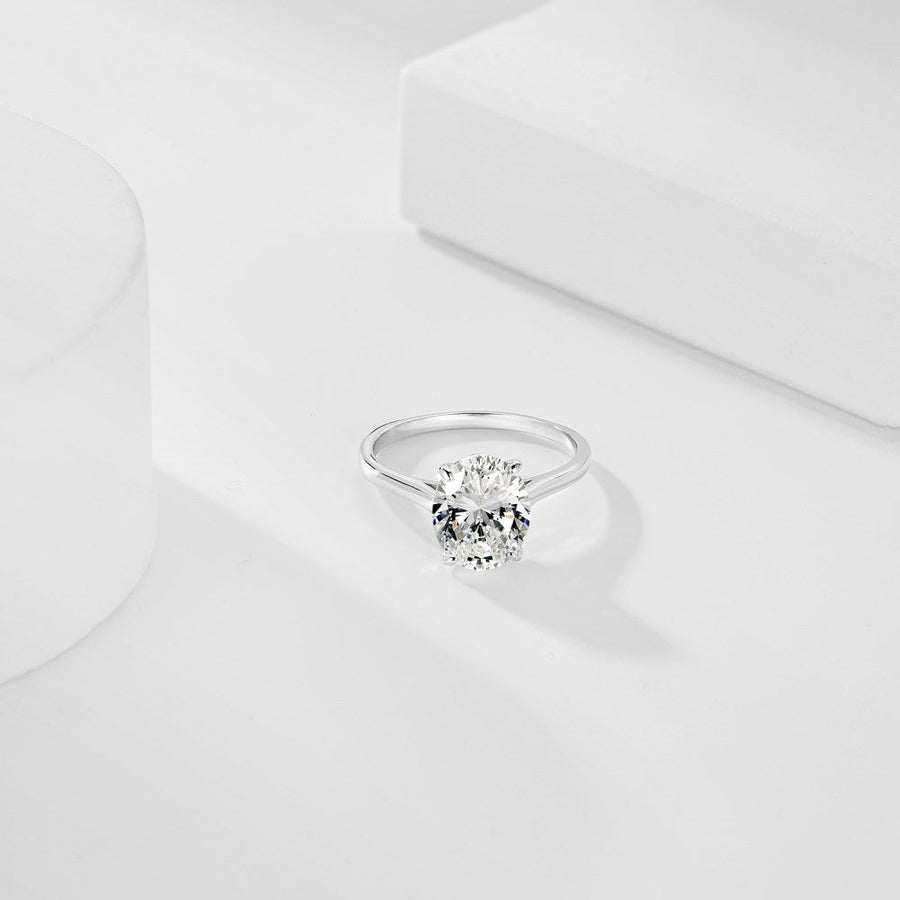 Oval Cut Solitaire Engagement Ring In Sterling Silver Shineofdiamond