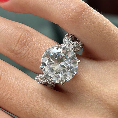 Size 7.5 | Micro Pave Round Cut Twisted Shank Engagement Ring Shineofdiamond