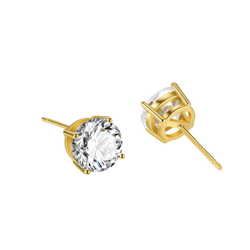 Three Tones Avaliable Classic Round Cut Stud Earrings shineofdiamond