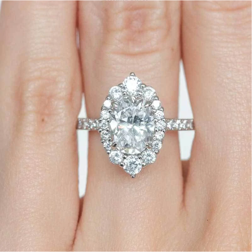 3PCS Oval Cut Sterling Silver Wedding Bridal Set in Sterling Silver Shineofdiamond